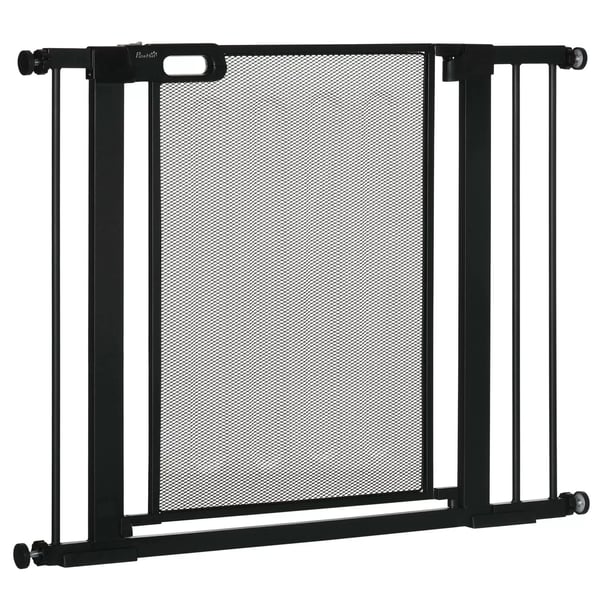 PawHut Sikekerhedsgitter til dre og trapper - 75-103 cm, Sort Stl