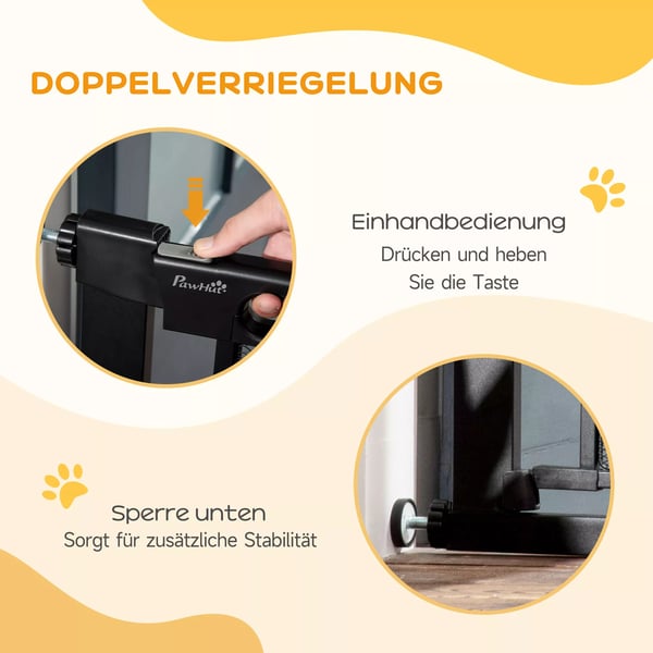 PawHut Sikekerhedsgitter til dre og trapper - 75-103 cm, Sort Stl