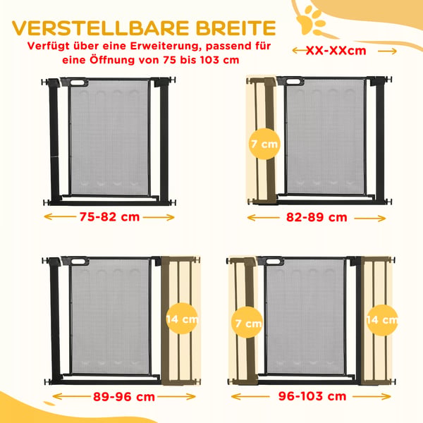 PawHut Sikekerhedsgitter til dre og trapper - 75-103 cm, Sort Stl