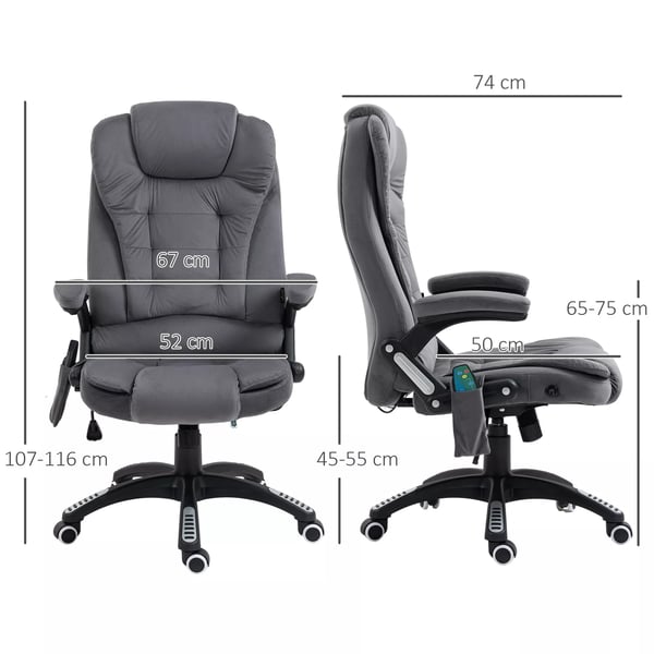 Kontorstol Vippefunktion Massagestol Varmefunktion Ergonomisk Højdejusterbar 120 kg Belastning Mørkegrå