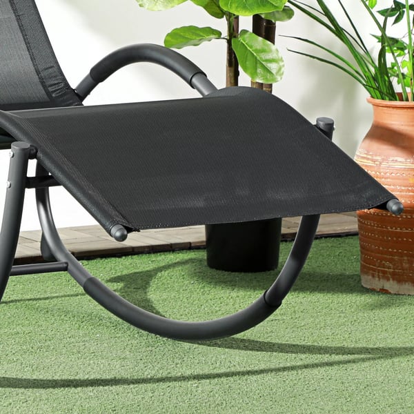 Outsunny gyngelænestol, gyngestol med hovedpude, havestol, svunglounger, tekstilene, sort, 155 x 61 x 88 cm