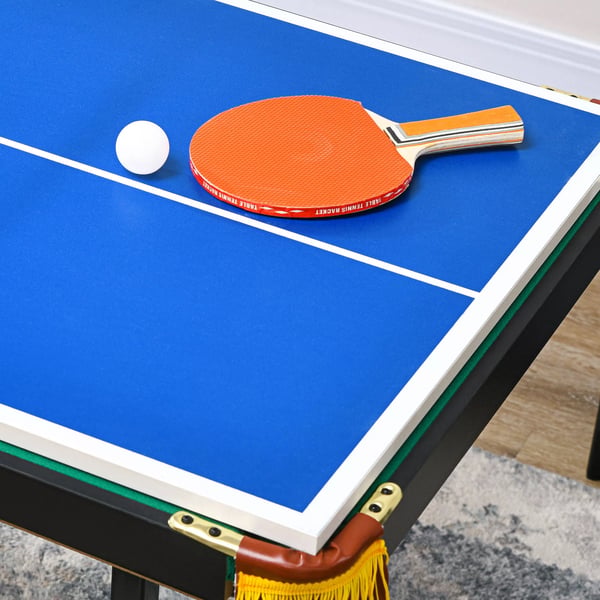 SPORTNOW 2-i-1 Multigame Bord: Pool og Bordtennis for Børn & Voksne | Stål, MDF | 140x63x60-80cm | Grøn/Blå