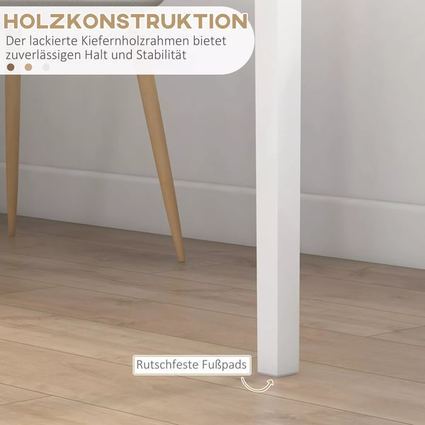 HOMCOM Firkantet Spisebord til 2 personer, Hvidt fyrretræ, 75 x 75 x 76 cm