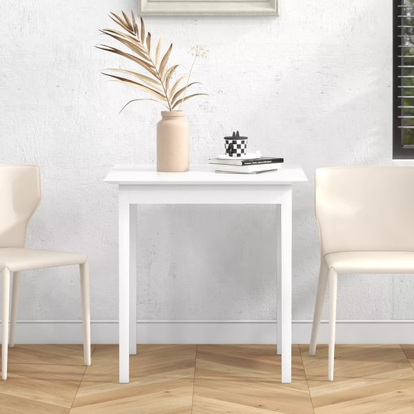 HOMCOM Firkantet Spisebord til 2 personer, Hvidt fyrretræ, 75 x 75 x 76 cm
