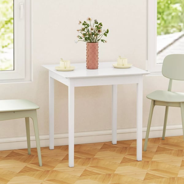 HOMCOM Firkantet Spisebord til 2 personer, Hvidt fyrretræ, 75 x 75 x 76 cm