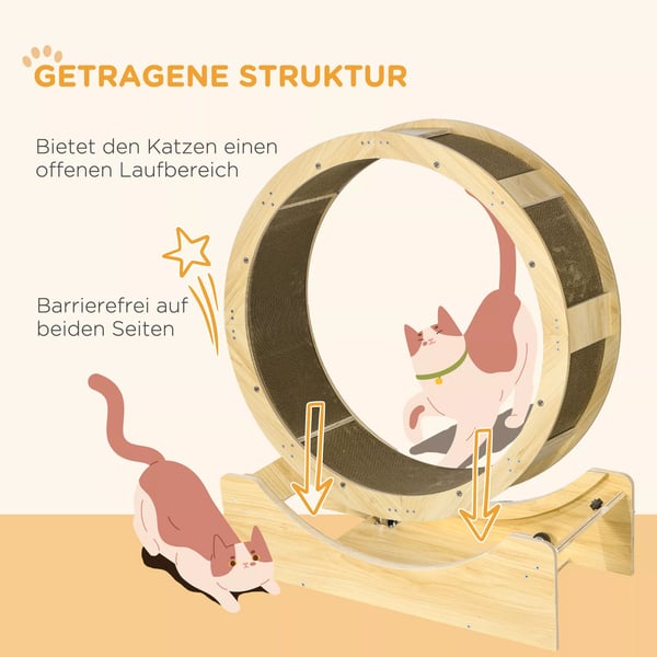 PawHut Løbehjul til Katte, 91 cm, med Bremse og Kradsebræt, Eg