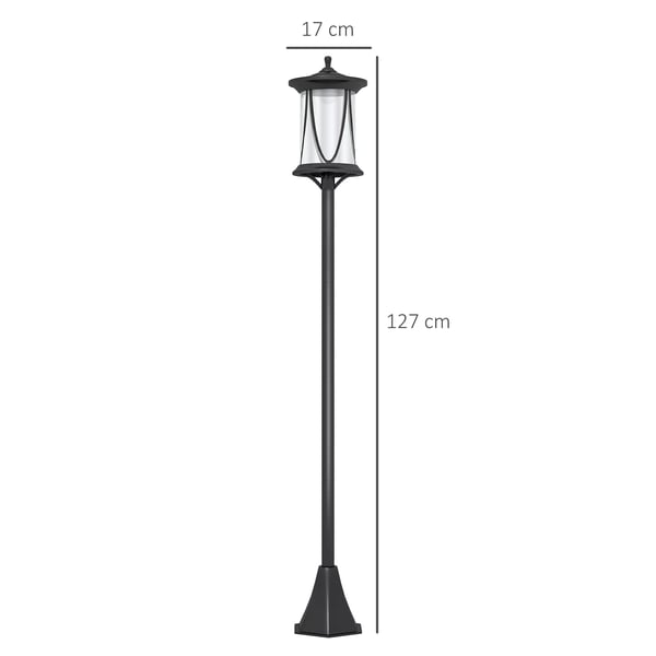 Outsunny Solcelle Havefakkel Sort 127cm IP44 LED Vandtæt Stibelys med Lyssensor