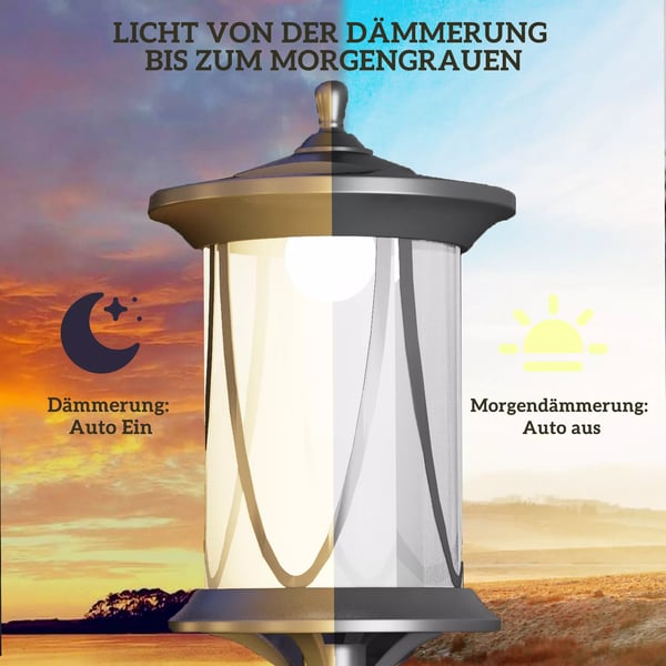 Outsunny Solcelle Havefakkel Sort 127cm IP44 LED Vandtæt Stibelys med Lyssensor