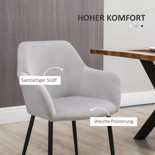 HOMCOM ruokapöytäistuimet 2 kpl, sametti-look, vaaleanharmaa
