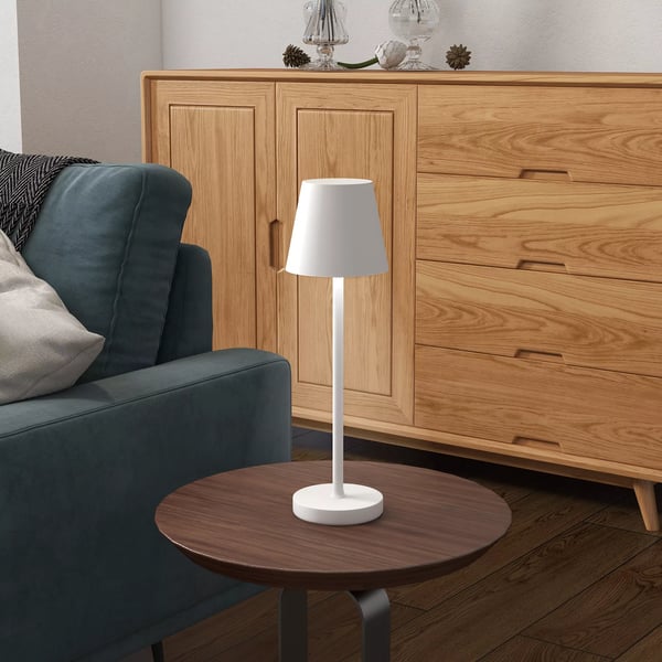 HOMCOM bordlampe genopladelig USB-bordlampe med 3 lysfarver, bærbar USB-natlampe med touch-kontakt til stuen, metal, hvid