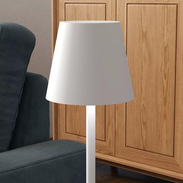 HOMCOM bordlampe genopladelig USB-bordlampe med 3 lysfarver, bærbar USB-natlampe med touch-kontakt til stuen, metal, hvid