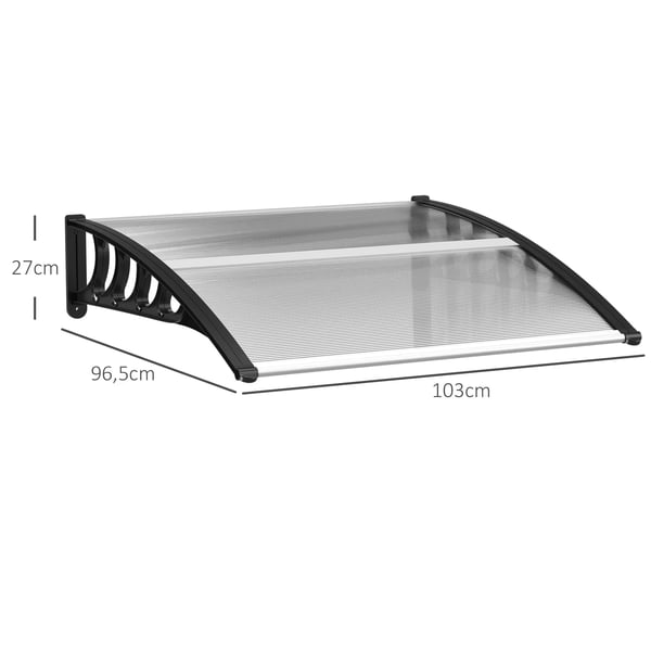 Outsunny Pult-dørskærm til hoveddør 103 x 96,5 x 27 cm, overdækning med UV-beskyttelse, regnbeskyttelse og solbeskyttelse til udendørs brug, aluminium, sort