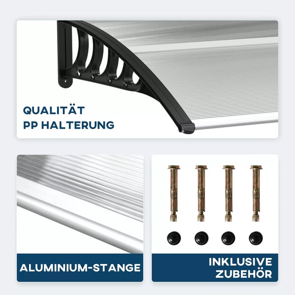 Outsunny Pult-dørskærm til hoveddør 103 x 96,5 x 27 cm, overdækning med UV-beskyttelse, regnbeskyttelse og solbeskyttelse til udendørs brug, aluminium, sort