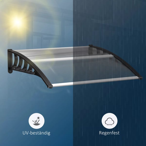 Outsunny Pult-dørskærm til hoveddør 103 x 96,5 x 27 cm, overdækning med UV-beskyttelse, regnbeskyttelse og solbeskyttelse til udendørs brug, aluminium, sort