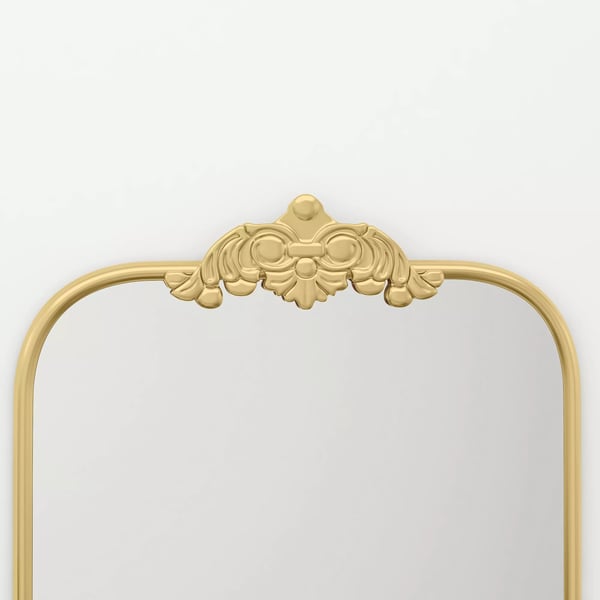 HOMCOM vægspejl, 60 x 87 cm badeværelsesspejl i barokstil, dekorativt spejl med metalramme til stue, soveværelse, guld