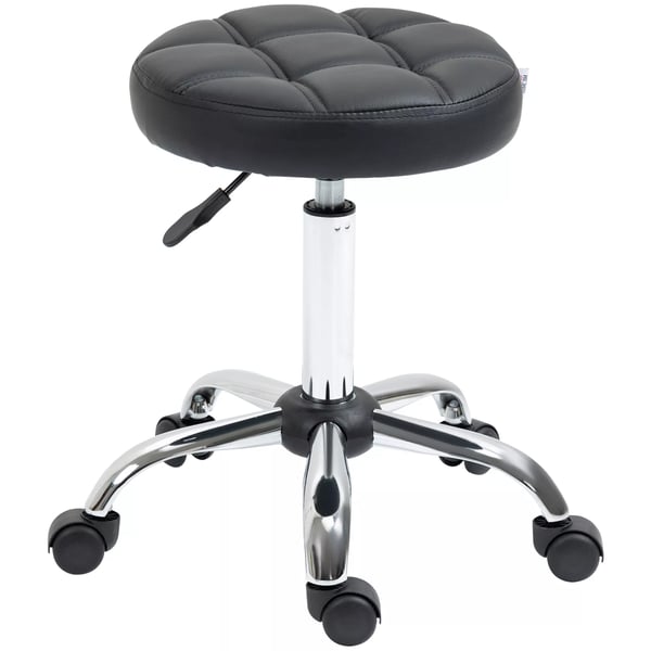 Vinsetto Justerbar Rullepind Stol, Drejelig Salonstol til Kontor med Kunstlder, Sort, 35,5 x 51-67 cm
