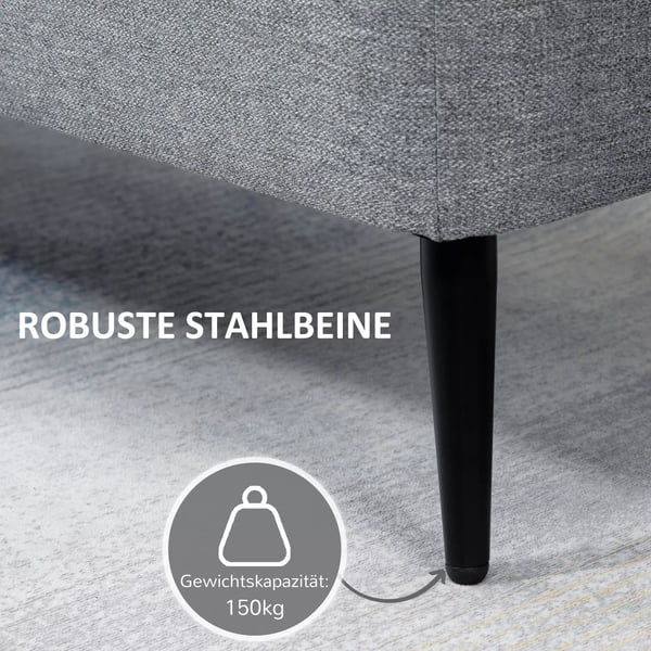 HOMCOM Siddepind, Polstret Opbevaringsbænk med Linnedlook i Grå, Stålben, 101x38,5x44,5 cm