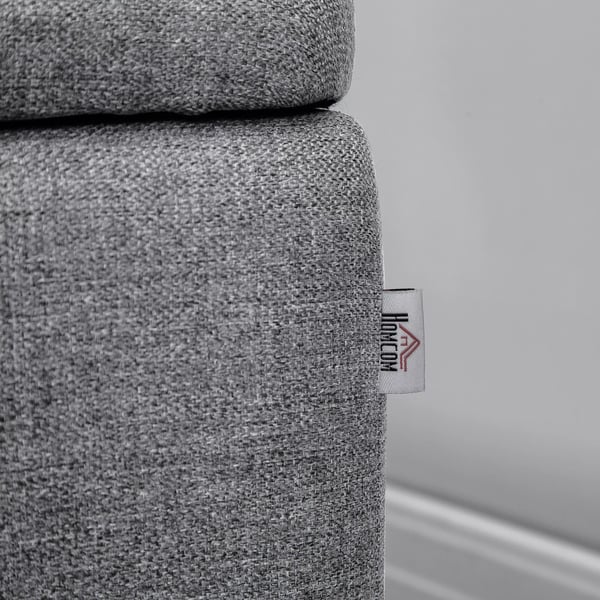 HOMCOM Siddepind, Polstret Opbevaringsbænk med Linnedlook i Grå, Stålben, 101x38,5x44,5 cm