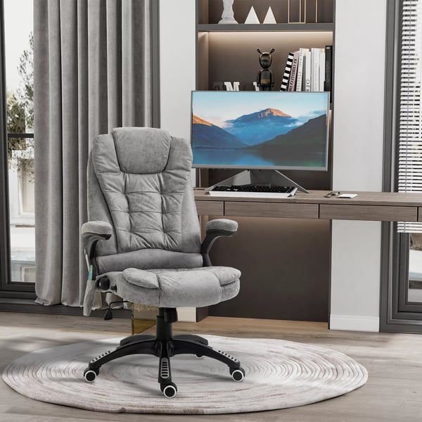 Vinsetto Ergonomisk Kontorstol med Massage og Varme, Grå Mikrofiber - Justerbar, 120kg