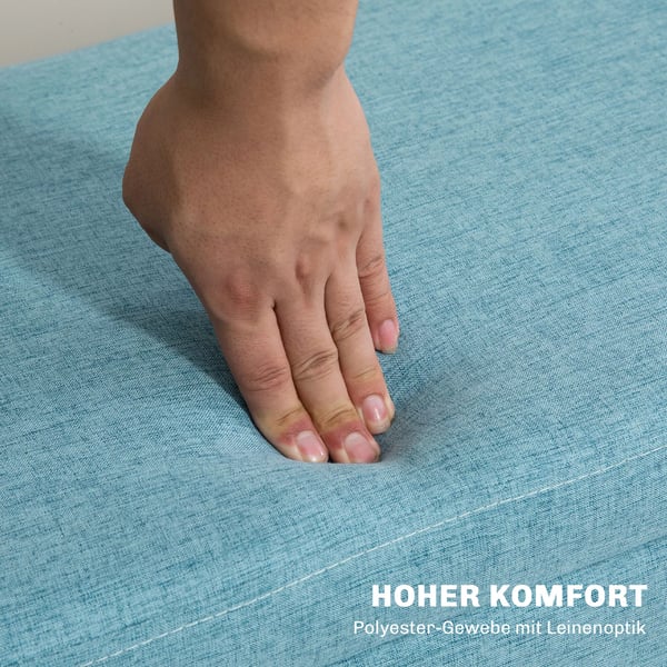 HOMCOM Polstret Opbevaringsbænk i Linnedlook, Blå Polyester, 110x39x45 cm
