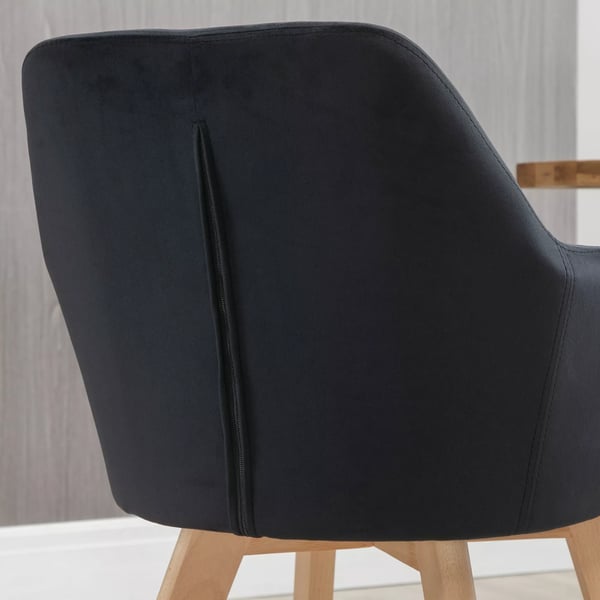 HOMCOM Spisestuestole 2 stk. Sorte polyester stole med armlæn og ryglæn, elegant fløjlslook, til køkken og spisestue.