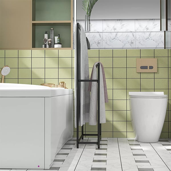 HOMCOM Vapaasti seisova pyyheteline metalli 2-tasoinen 66x20x110cm musta