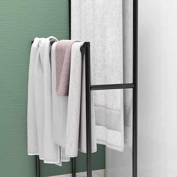 HOMCOM Vapaasti seisova pyyheteline metalli 2-tasoinen 66x20x110cm musta