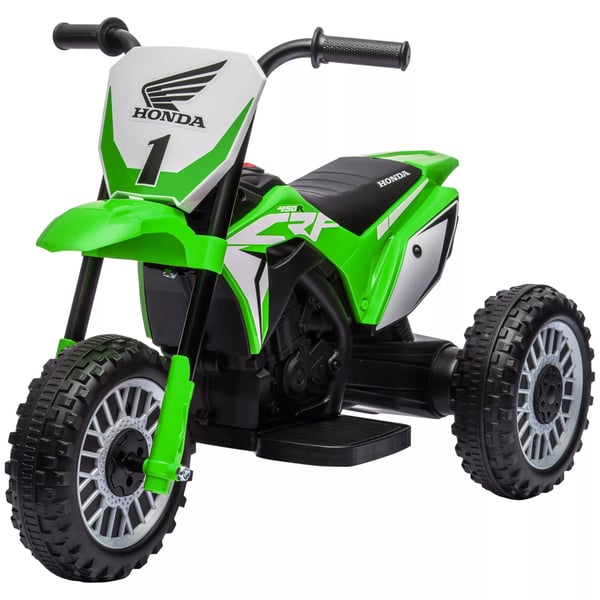 HOMCOM Honda CRF450RL Lasten sähkömoottoripyörä, 6V, vihreä - 3 km/h, 1h ajoaika, 18-36 kk