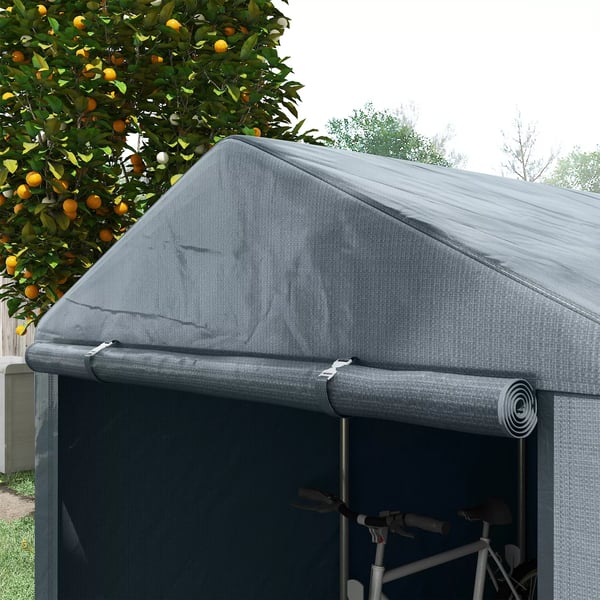 Outsunny Garage Telt, Mørkegrå - Galvaniseret Stål, UV-beskyttelse, Vandafvisende Foliegarage til Haveudstyr/Motorcykel, 1,6 x 2,18 x 1,72 m