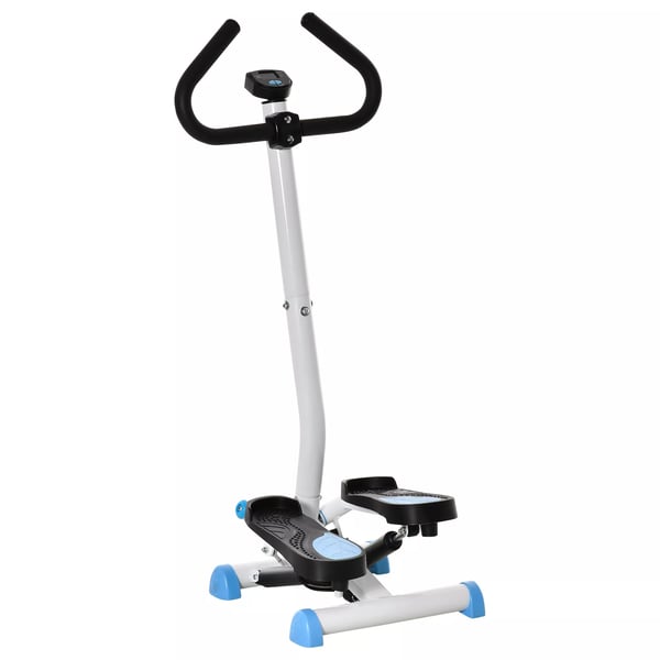HOMCOM Stepper Swing Stepper med Handtag och LCD-skärm - För Ben, Vader, Styrka & Kondition - Blå/Svart (Stål/ABS) - Max 100kg