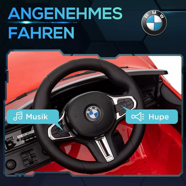 AIYAPLAY Børneladbil M4 12V - Rød Elbil med Fjernbetjening, Musik & Lys - Licenseret BMW Kopi Plastik/Metal