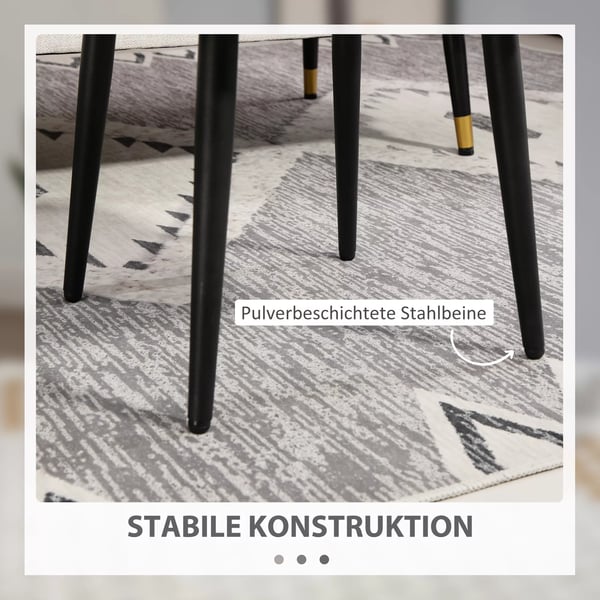 HOMCOM Pouf Firkantet Skammel Lysegrå med Kashmir-look, Stålben, Polyester - 42x42x47 cm