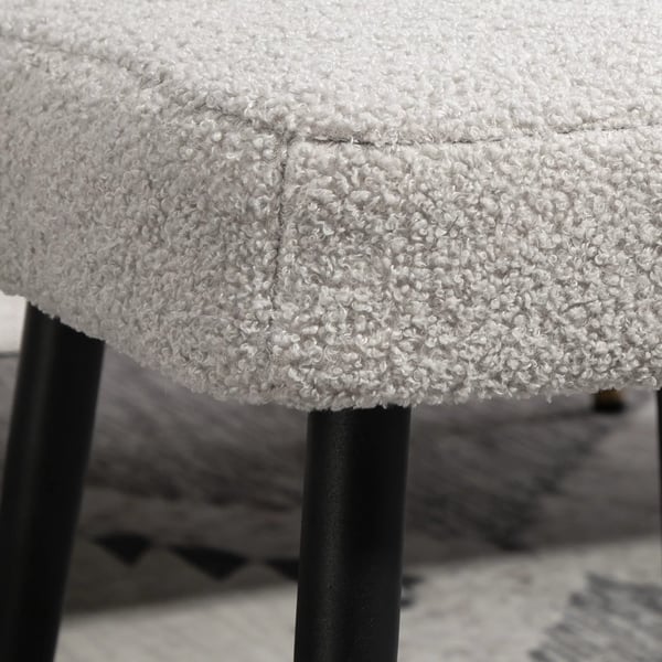 HOMCOM Pouf Firkantet Skammel Lysegrå med Kashmir-look, Stålben, Polyester - 42x42x47 cm