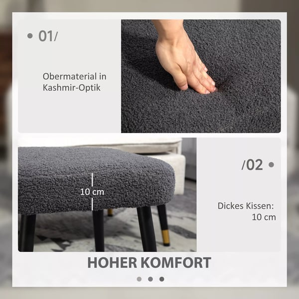 Firkantet Puf Fodskammel i Mørkegrå Polyester og Stålben - Elegant og Komfortabel