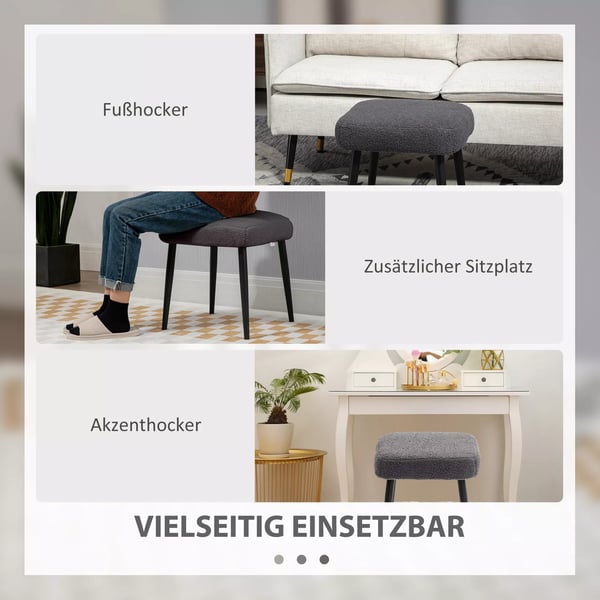 Firkantet Puf Fodskammel i Mørkegrå Polyester og Stålben - Elegant og Komfortabel