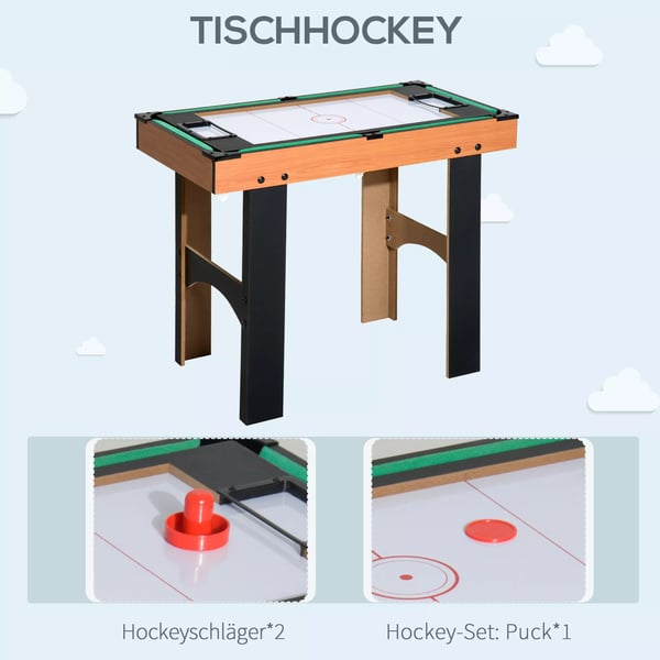 HOMCOM 4-i-1 multispillebord, multigame-bord med bordfodbold, bordhockey, bordtennis, billard multifunktionsspillebord, 87x43x73cm| Aosom