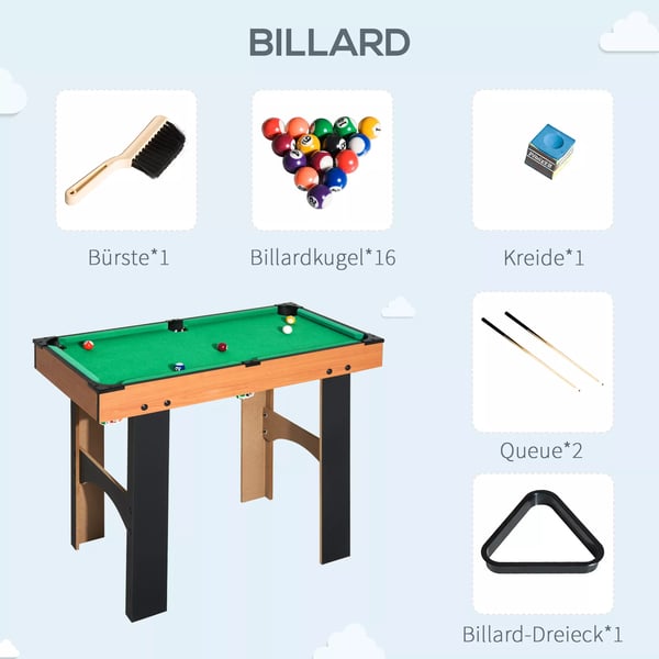HOMCOM 4-i-1 multispillebord, multigame-bord med bordfodbold, bordhockey, bordtennis, billard multifunktionsspillebord, 87x43x73cm| Aosom