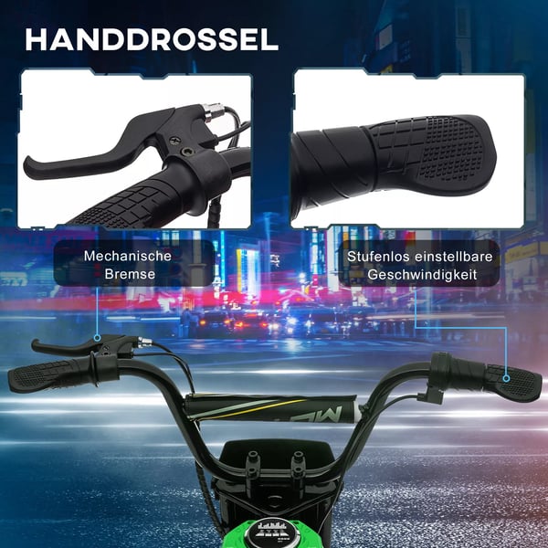 HOMCOM Elektrisk Børnemotorcykel 12V i Grøn - Metalramme, 8-16 km/t, 8-12 år