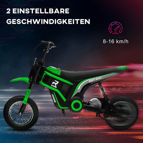 HOMCOM Elektrisk Børnemotorcykel 12V i Grøn - Metalramme, 8-16 km/t, 8-12 år