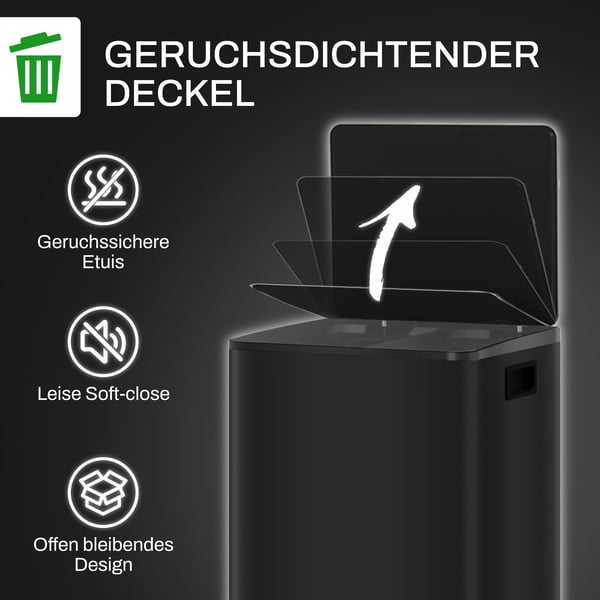 HOMCOM Skraldespand 2 x 25L Sort - Affaldsspand med Låg, Fodpedal, Rustfrit Stål/Plastik
