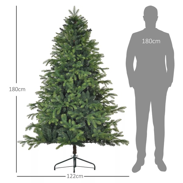 HOMCOM Kunstigt Juletræ 180 cm, 1700 Spidser, Grøn, Plastik/Metal