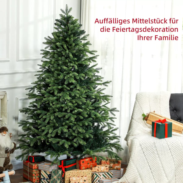 HOMCOM Kunstigt Juletræ 180 cm, 1700 Spidser, Grøn, Plastik/Metal
