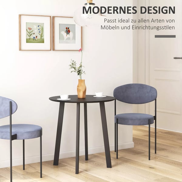 HOMCOM Spisebord Rundt Sort MDF/Stål 72x75cm