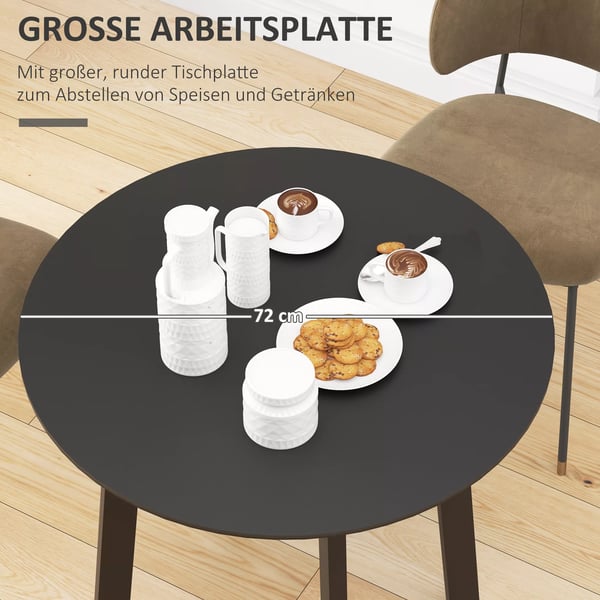 HOMCOM Spisebord Rundt Sort MDF/Stål 72x75cm