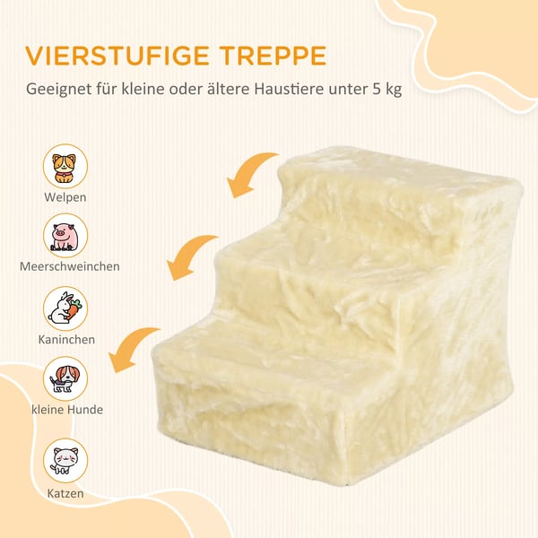 Koiraportaat 3 Askelmaa 35cm Pehmeällä Verhoilulla, Beige