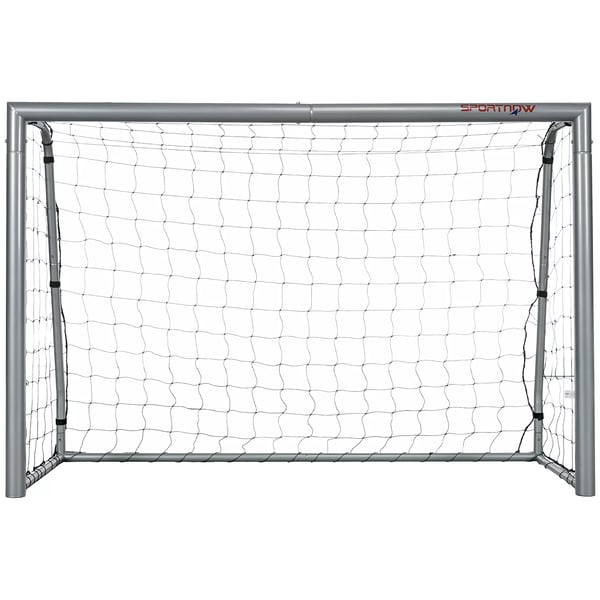 Fotbollsmål med PE-nät, fotbollsmål för barn och vuxna, 240 x 85 x 160 cm, stål, PE, för trädgård, fotbollsträning, grå