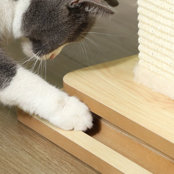 PawHut 3-in-1 kissan raapimispuu tammenvärinen MDF 67cm sisalilla ja leikkipalloilla