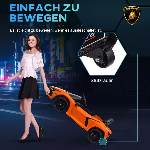 AIYAPLAY Lamborghini Revuelto 12V Elbil til Børn – Orange Licenseret Legetøjsbil med Fjernbetjening, Musik & Lys