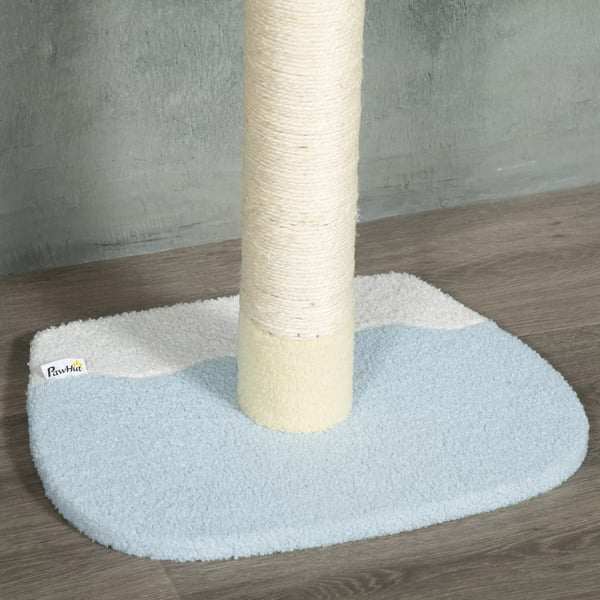 PawHut Kradsetræ til loftet, justerbart 220-260 cm, med legbold og plys, polyester, gul