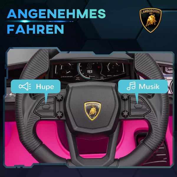 AIYAPLAY Lamborghini Revuelto 12V lasten sähköauto, Vaaleanpunainen